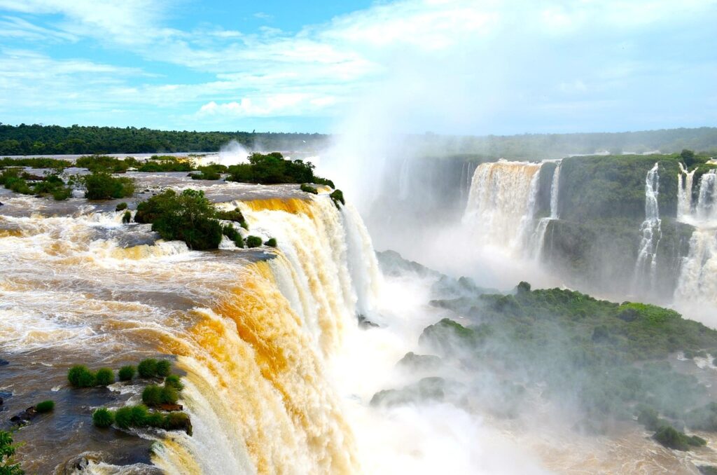 iguazu, waterfall falls, waterfall, nature, brazil